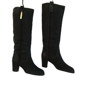 San Mauro Pascoli knee high black suede boots